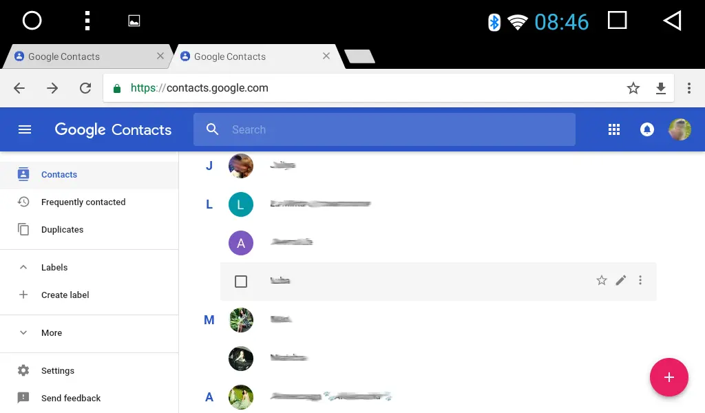 Synchronizing with Google contacts